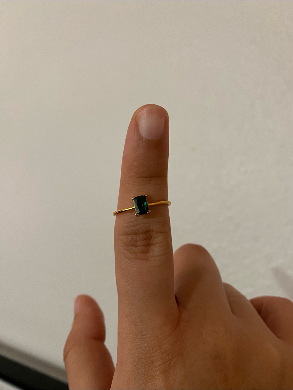 925 sterling silver gold plated dainty emerald ring